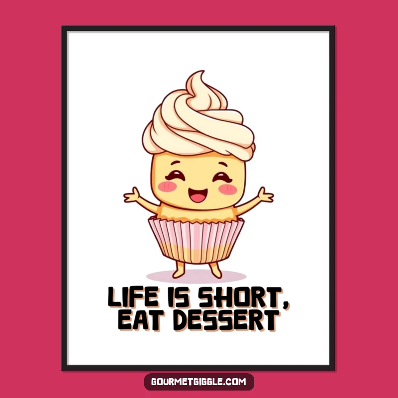 Free Printable Wall Art: Dancing Cupcake, Whimsical Dessert Decor!