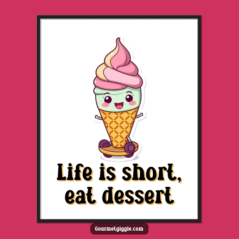 Funny Ice Cream Wall Art Free Printable: Scooting Cone Decor Download