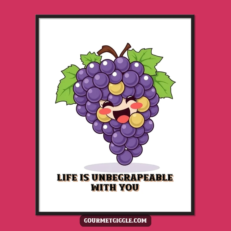Free Printable Wall Art Funny Grapes - Joyful Rolling Grapes Humorous Downloadable Art