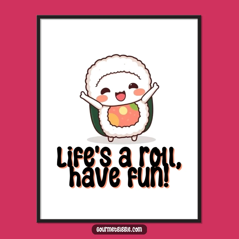 Free Printable Sushi Art: Funny Bowing Roll Downloadable Decor Gift