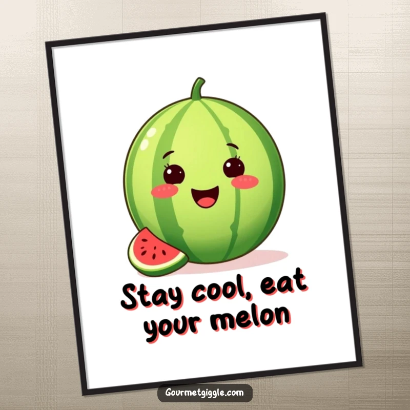 Funny Free Printable Wall Art: A proud watermelon with a missing slice beams, adding a cheerful touch.