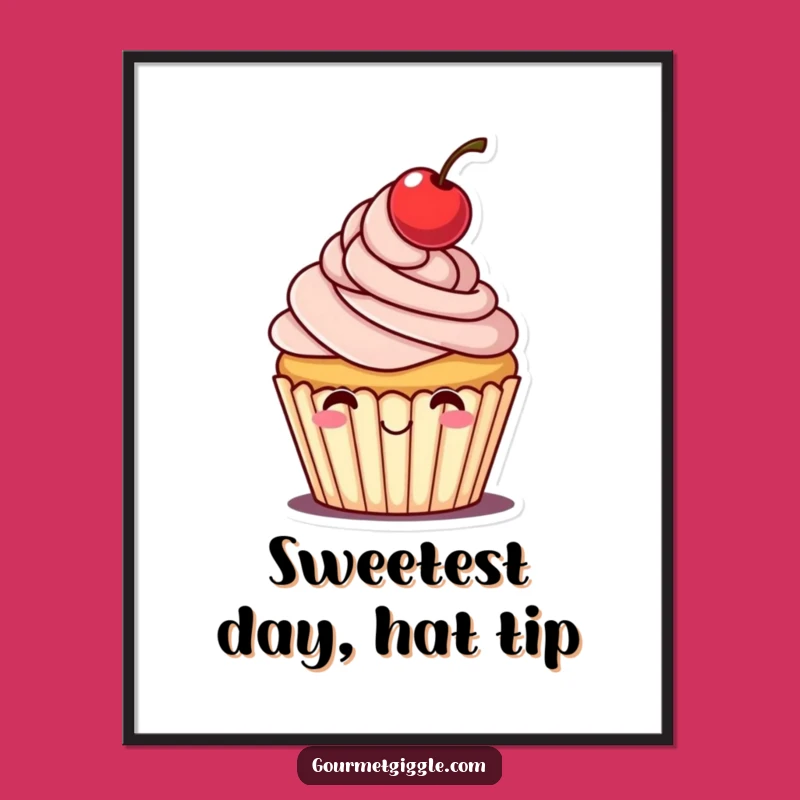 Charming Free Printable Wall Art: Tipping Hat Cupcake, Whimsical Downloadable Decor