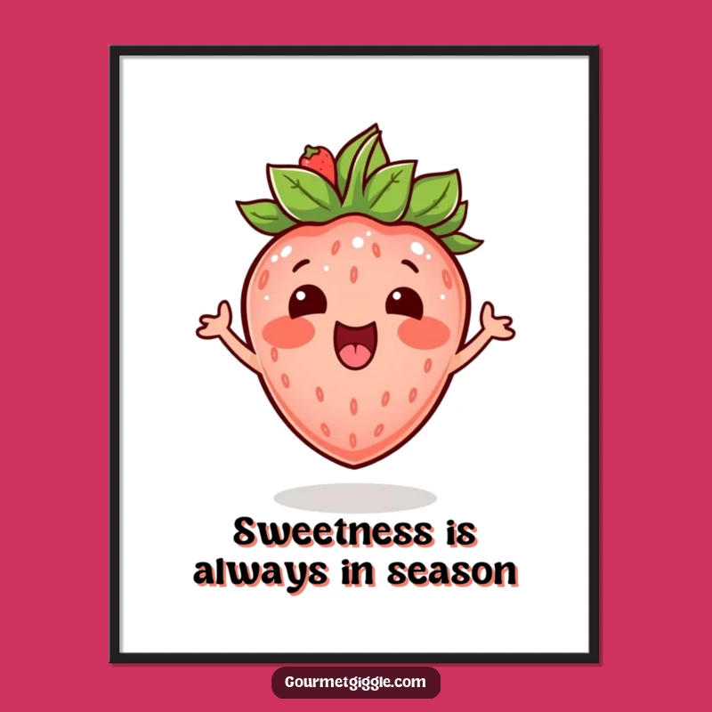 Free Printable Wall Art: Bouncing Strawberry Humorous Downloadable Decor