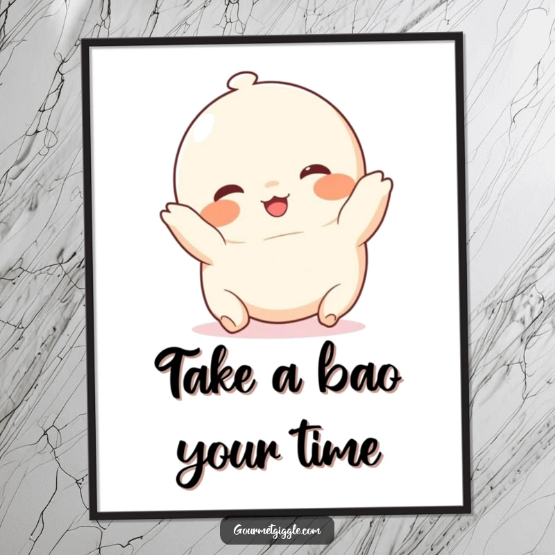 Funny Free Printable Wall Art: A chubby dumpling with rosy cheeks joyfully tumbling, bringing playful energy to downloadable art.
