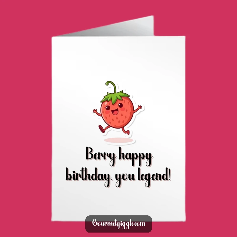 Free Printable Birthday Card: Strawberry Cartwheel Funny Downloadable Gift for Laughs