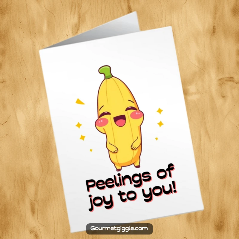 Funny Free Printable Birthday Card: A beaming banana hilariously splits with laughter, ready to deliver birthday wishes.
