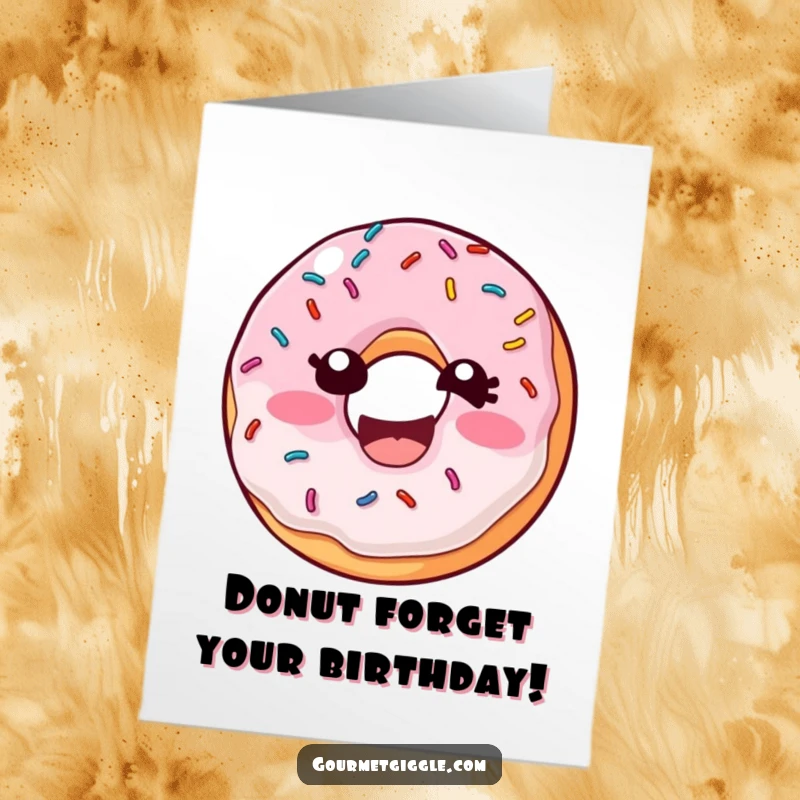 Funny Free Printable Birthday Card: A laughing donut with colorful sprinkles wiggles with pure mirth, ready to celebrate a special day.