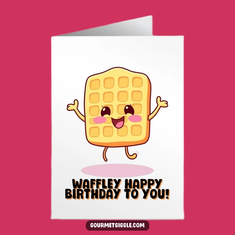 Free Printable Birthday Card: Cheerful Waffle Bounce - Funny Downloadable Gift