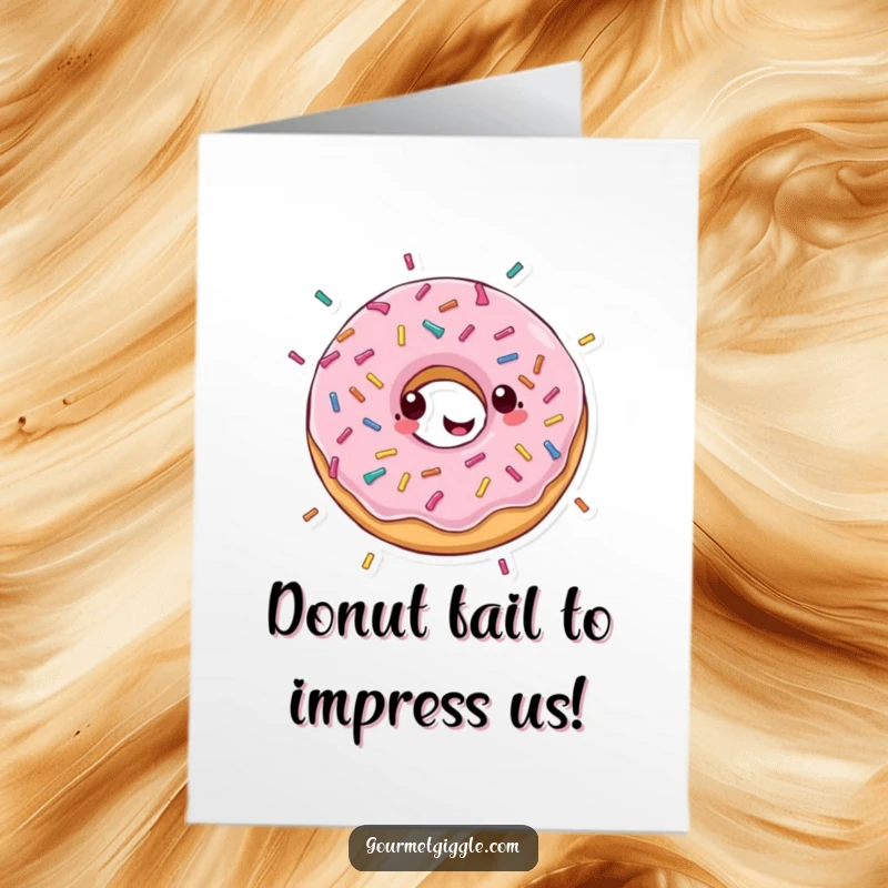 Funny Free Printable Congratulations Card: A gleeful donut spins and showers sprinkles to celebrate success.