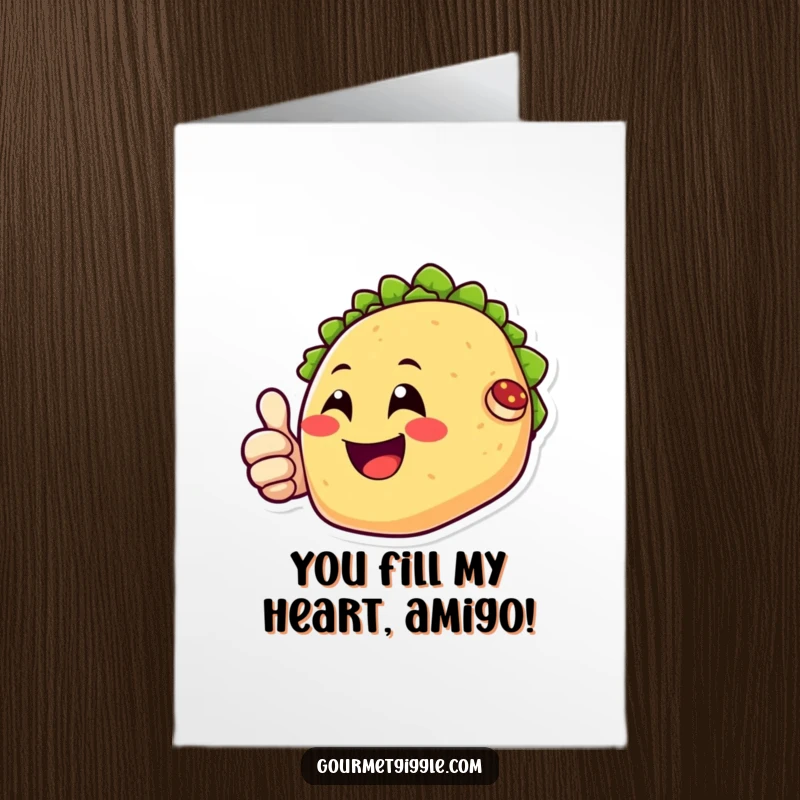 Funny Free Printable Congratulations Card: A smiling taco giving a thumbs up, conveying congratulations and good fortune.