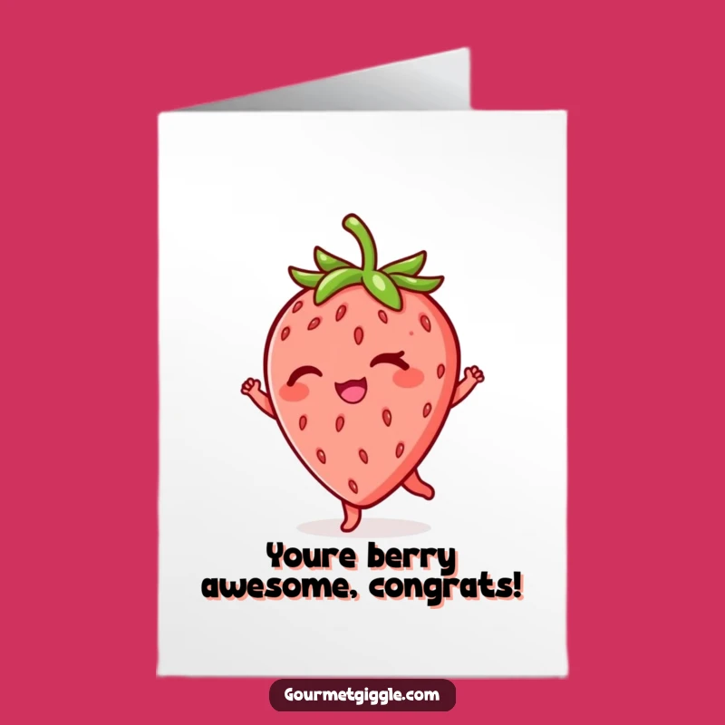 Free Printable Congrats Card: Winking Strawberry Twirl for Joyful Moments