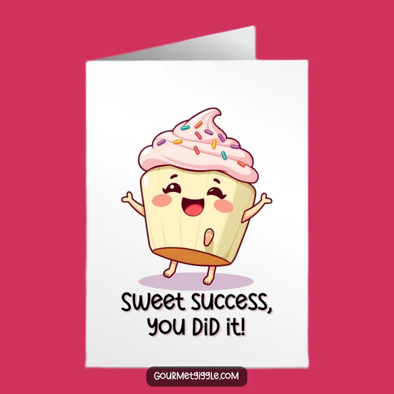 Free Printable Congrats Cupcake Card: Cartwheeling Treat - Funny Downloadable