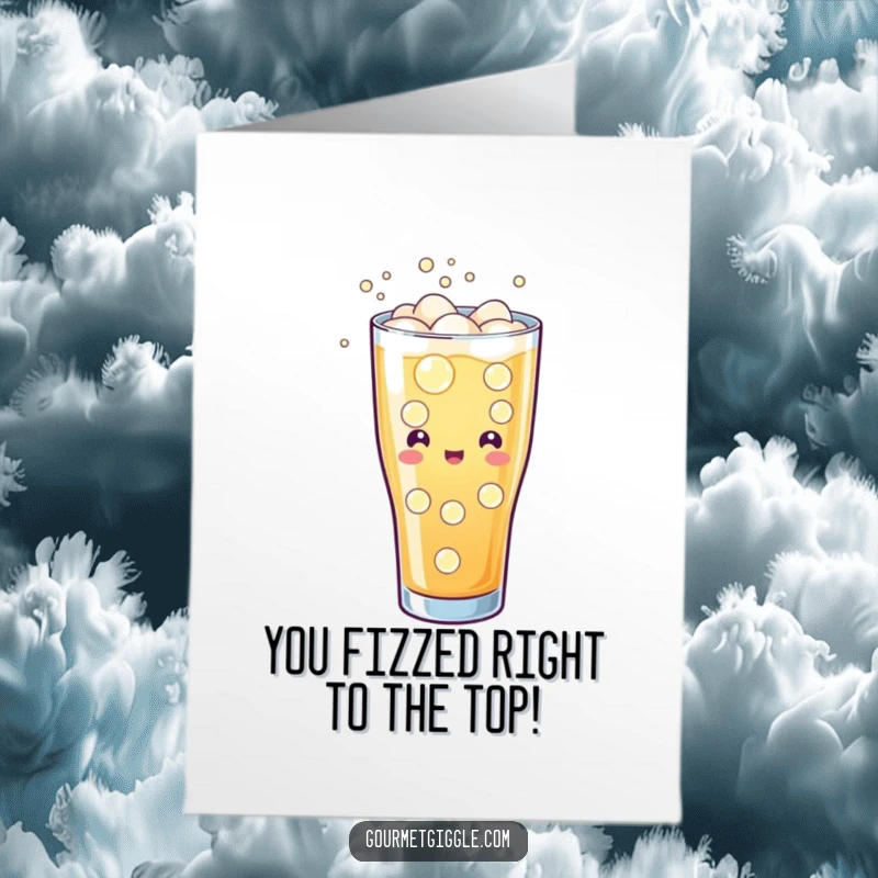 Funny Free Printable Congratulations Card: A Glass of Soda Fizzing Cheerfully