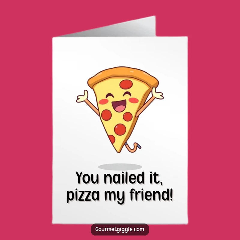 Free Printable Congrats Card: Happy Pizza Jump Funny Congratulations Downloadable Greeting