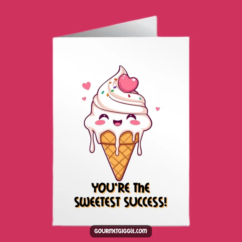 Free Printable Congrats Ice Cream Card: Funny Melting Joy Downloadable Gift