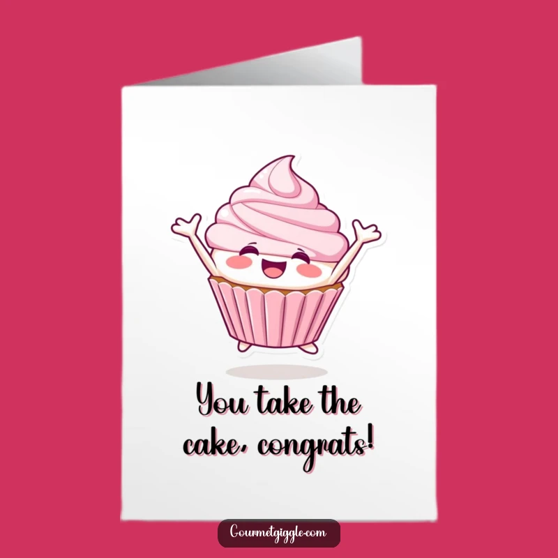 Free Printable Congratulations Card: Joyful Cupcake, Leaping High, Downloadable Gift