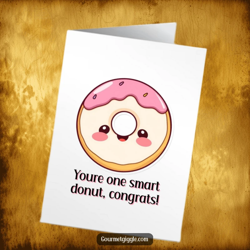 Funny Free Printable Congratulations Card: A happy donut character with a delighted, celebratory expression.