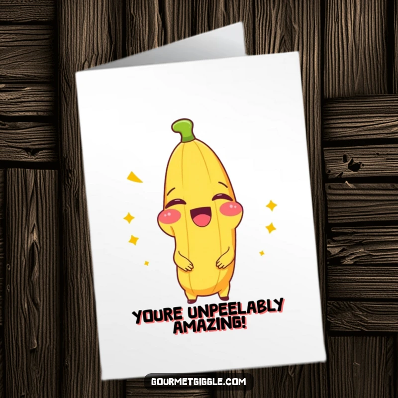 Funny Free Printable Congratulations Card: A beaming banana splits with laughter, celebrating a wonderful achievement.