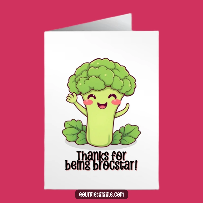 Free Printable Thank You Card: Broccoli Waving Hello, Humorous Downloadable