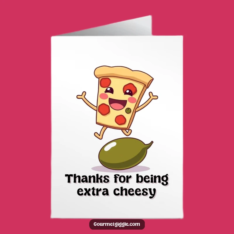 Free Printable Thank You Pizza Card: Leaping Slice - Funny Downloadable