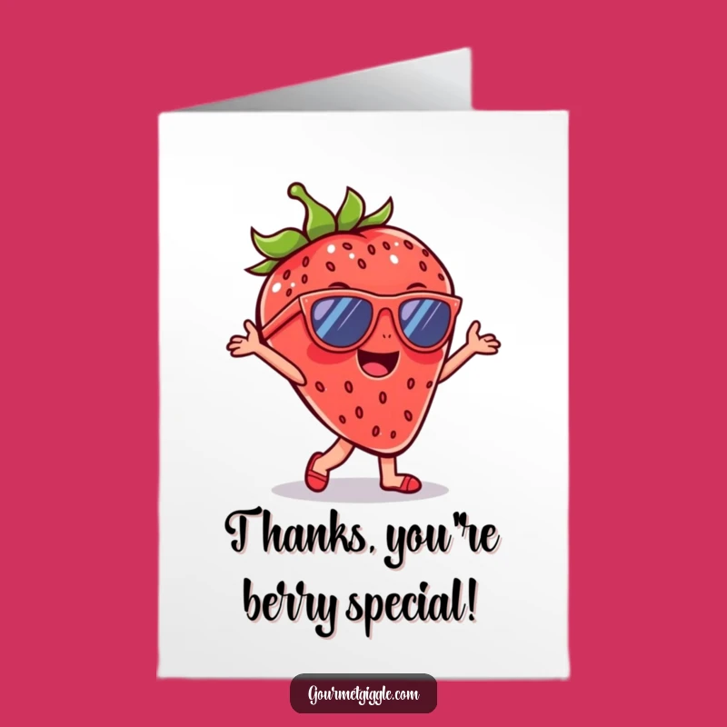 Free Printable Thank You Strawberry Card: Funny Dancing Fruit Downloadable Gift