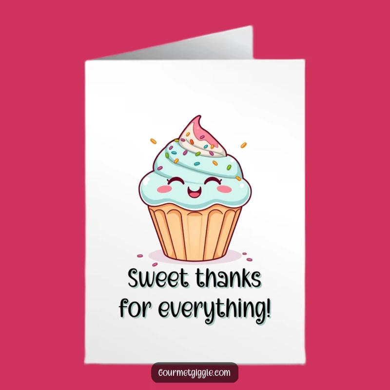 Funny Free Printable Thank You Card: Giggling Cupcake Sprinkle Joy, Thoughtful Downloadable Gift
