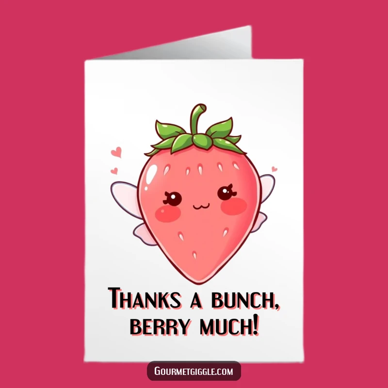 Free Printable Thank You Card: Adorable Blushing Strawberry Wings for a Grateful Giggle
