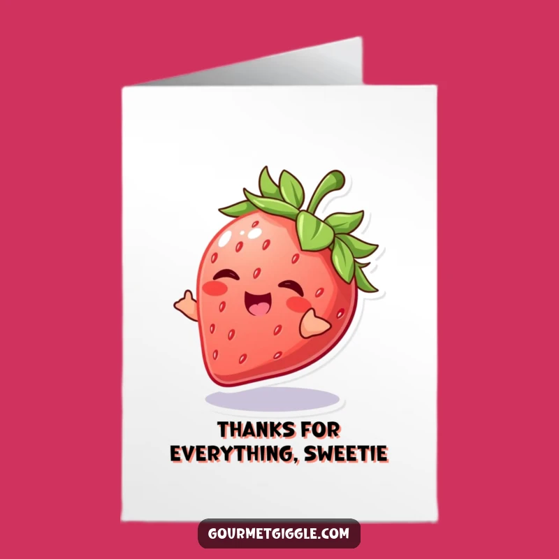 Free Printable Giggling Strawberry Thank You Card: Funny Downloadable for Sweet Gratitude