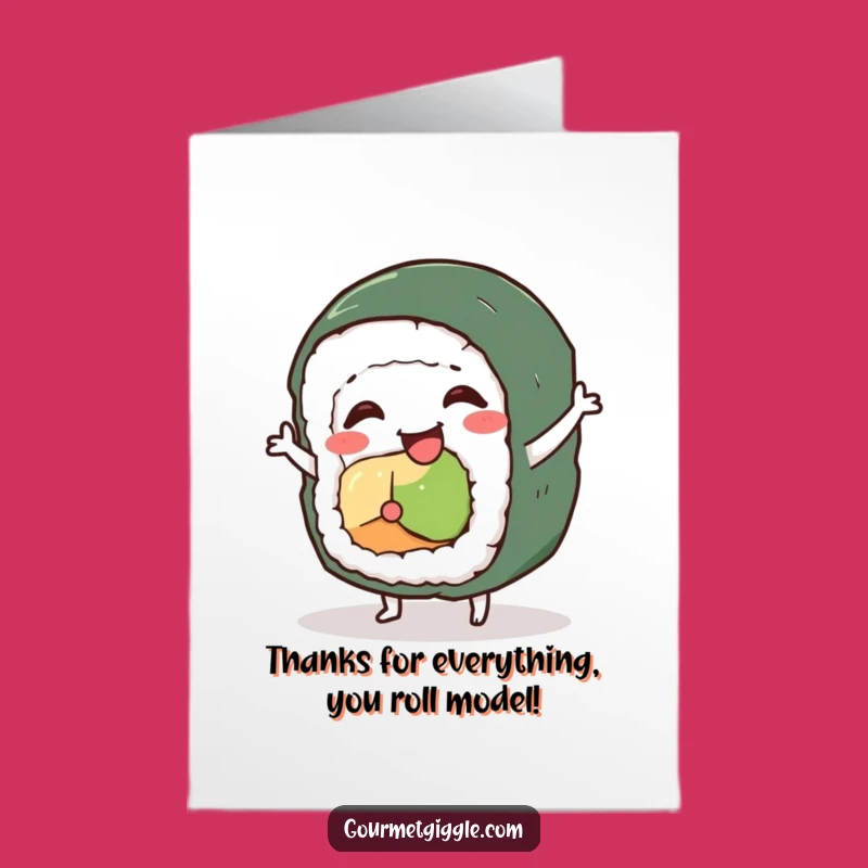 Free Printable Thank You Card: Sushi Dance Gratitude Downloadable Gift