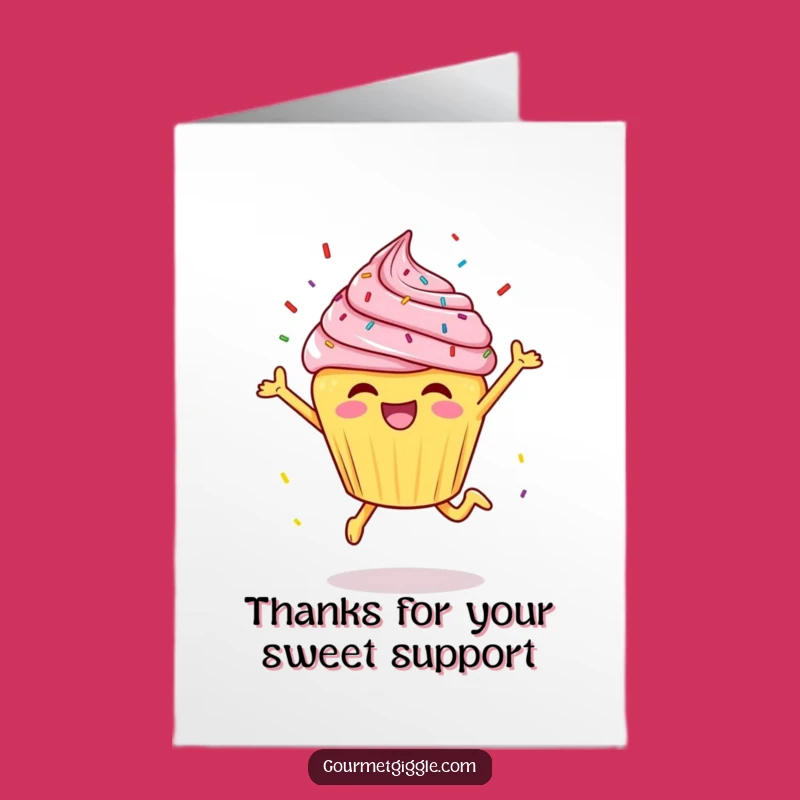 Free Printable Cheerful Cupcake Thank You Card: Sweet Downloadable Gift for a Treat of Thanks