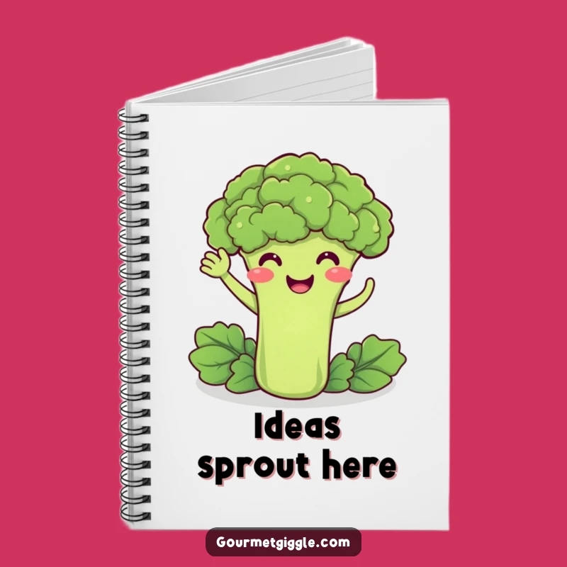 Funny Broccoli Waving Notebook - Jot Down Healthy Ideas with a Smile