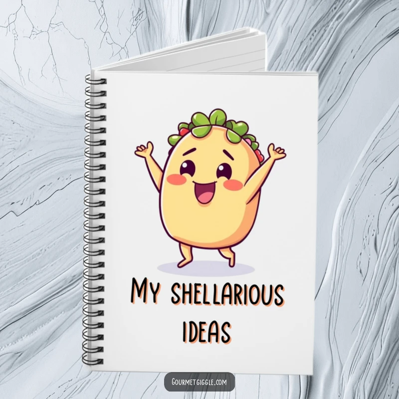 Funny Notebook: A delighted taco performing a silly little dance, perfect for jotting notes with festive, food-inspired fun.