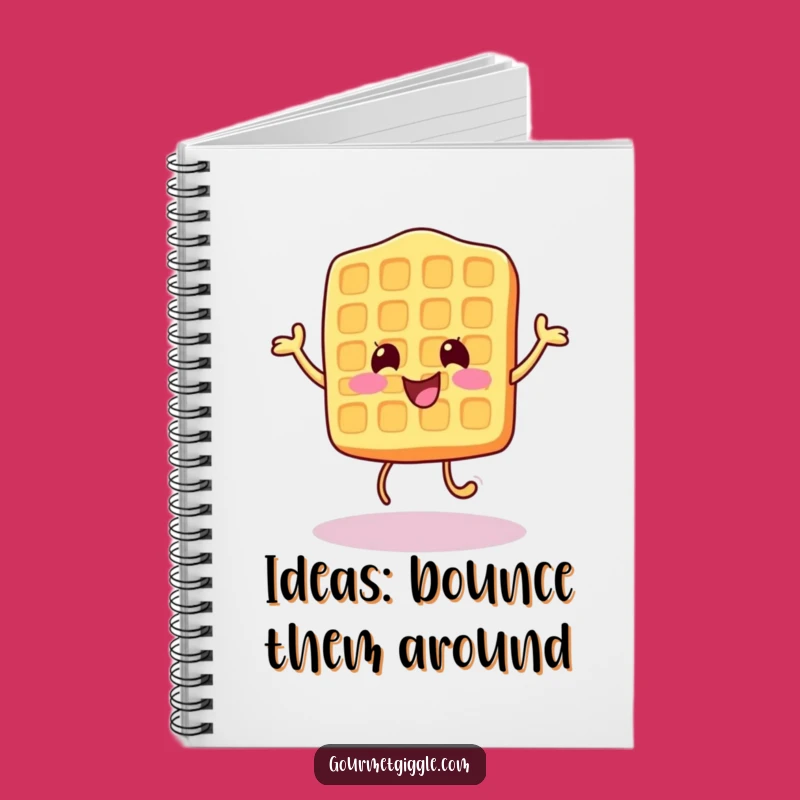 Funny Waffle Notebook - Cheerful Bounce, Breakfast Journal Funny Gift