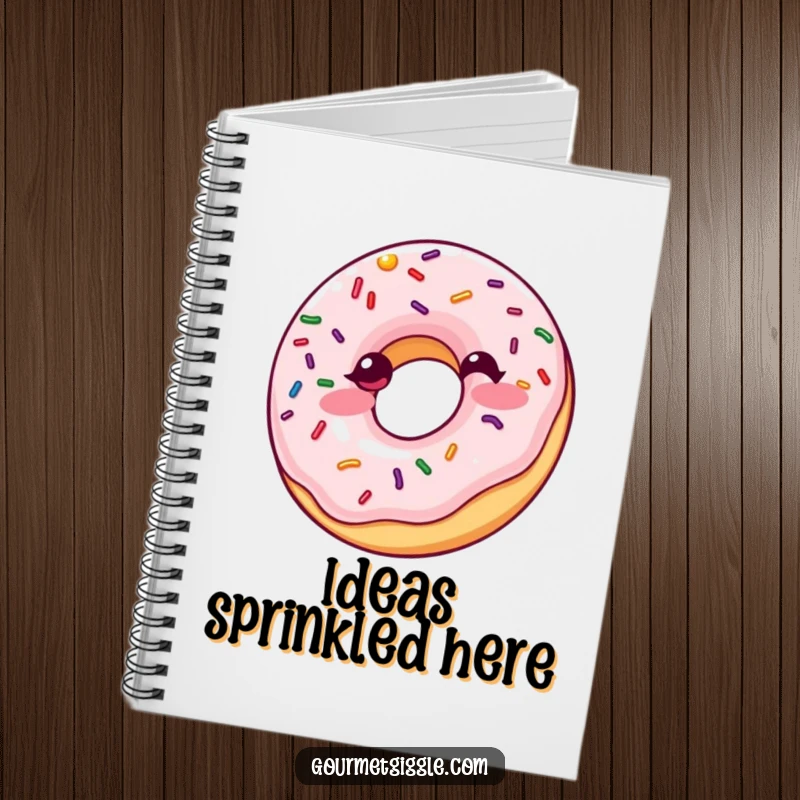 Funny Giggling Donut Notebook: A lined notebook featuring a giggling donut with bouncing sprinkles, perfect for jotting down sweet and funny thoughts.