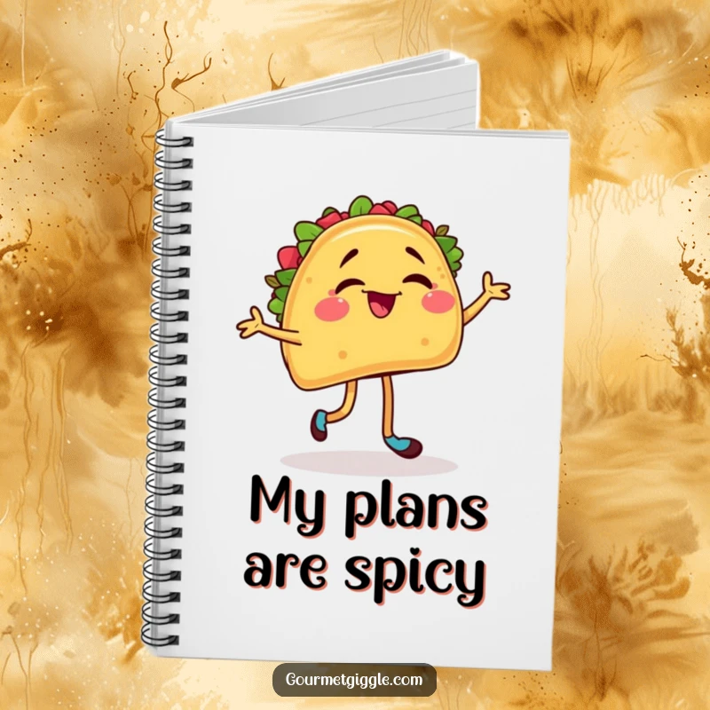 Funny notebook featuring a winking taco enthusiastically salsa dancing, inspiring creative and festive entries.