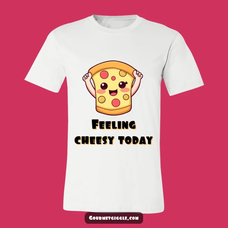 Funny Pizza Slice T-Shirt: Smiling Arms High - Wear Your Delicious Humor!