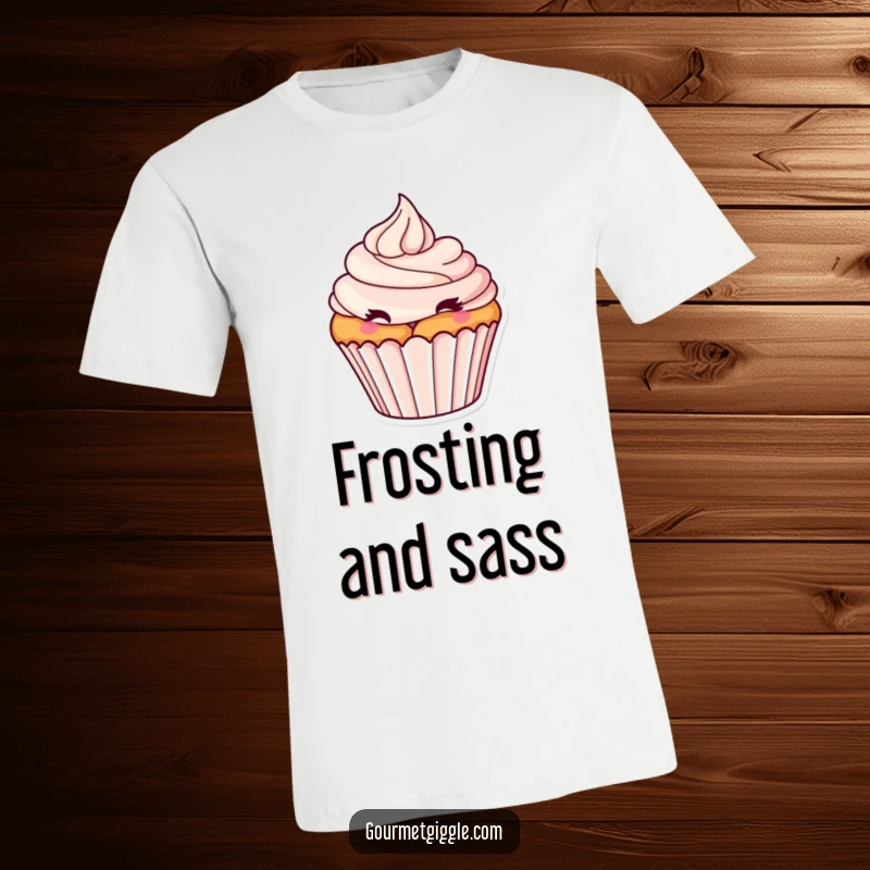 Funny Winking Cupcake T-Shirt: A tantalizing cupcake with a frosting swirl winks playfully, offering a hilarious and sweet look.
