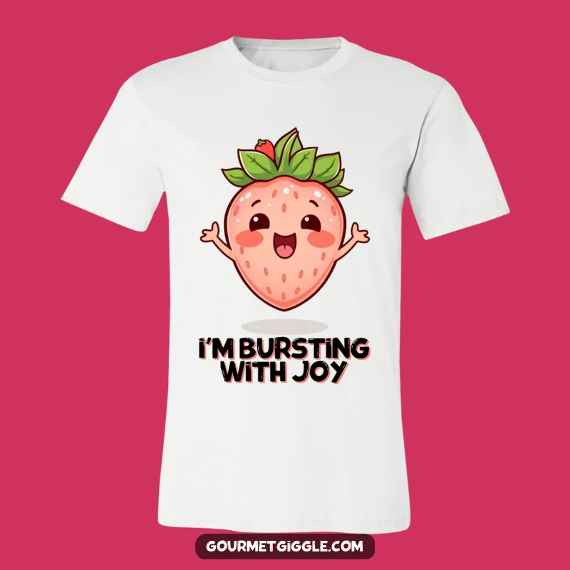 Funny Bouncing Strawberry T-Shirt - Energetic Fruit Tee for Happy Vibes