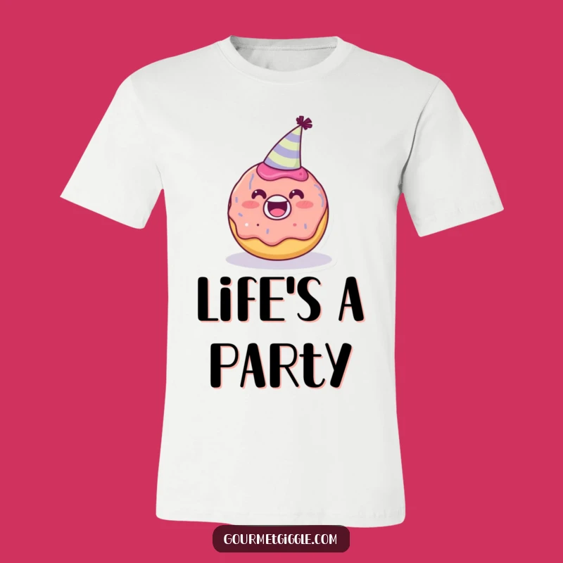 Funny Donut Party Hat T-Shirt, Cheerful Character Tee, Adorable Funny Gift