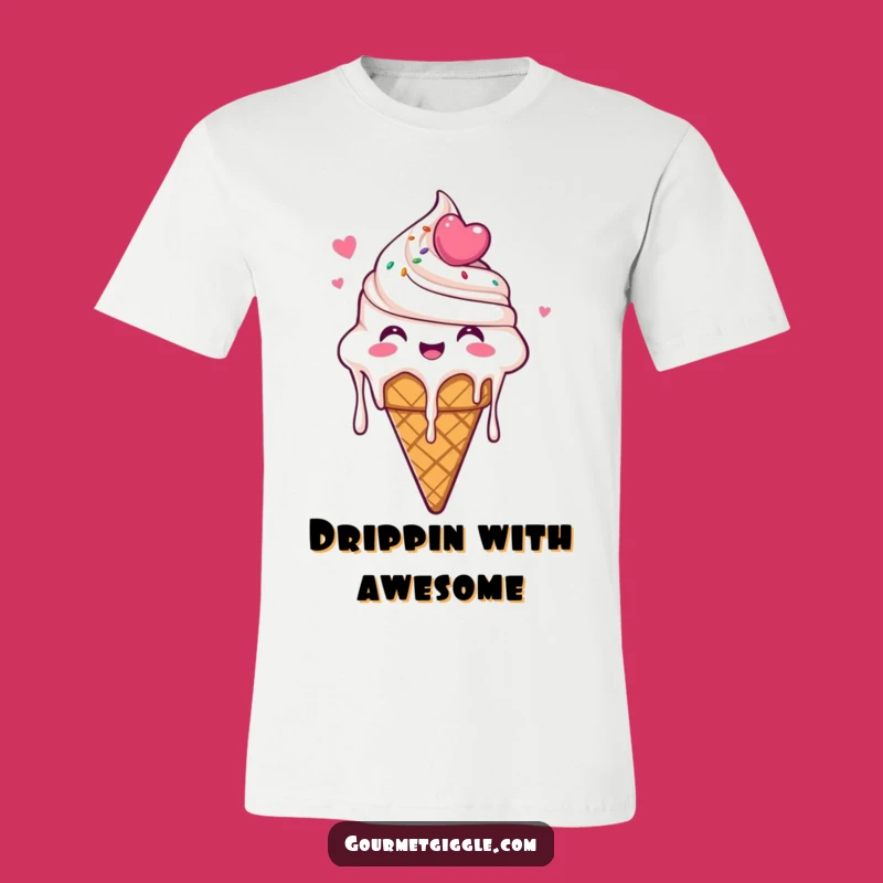 Funny Ice Cream Cone T-Shirt - Dripping Glee Pastry, Hilarious Dessert Gift