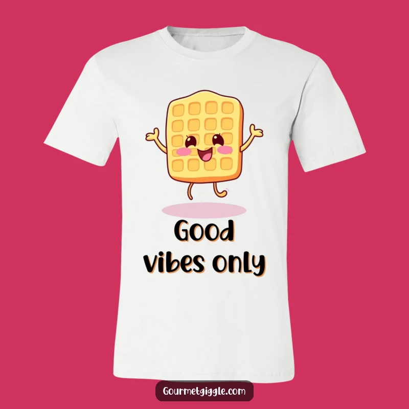 Funny Waffle Bounce T-Shirt - Happy Breakfast Character, Cheerful Tee Funny Gift