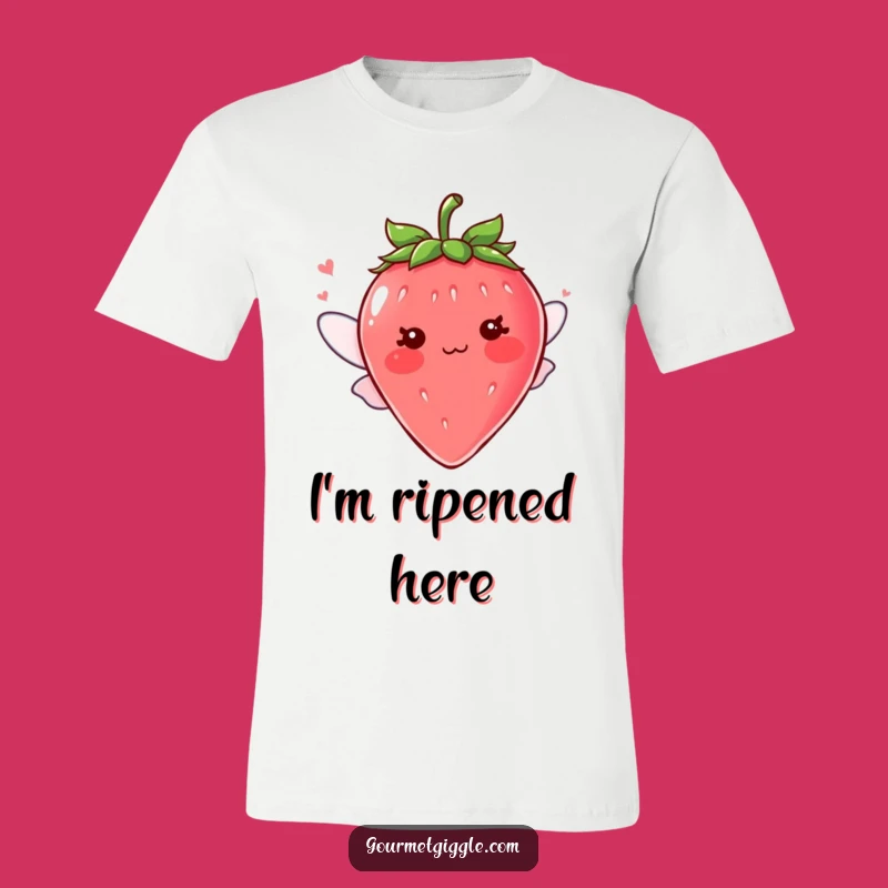 Funny Blushing Strawberry Wings T-Shirt, Cute Character Tee, Unique Funny Gift Apparel