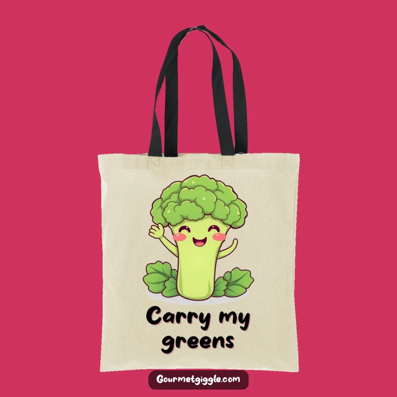 Funny Broccoli Waving Tote Bag - Carry Your Groceries with Veggie Cheer