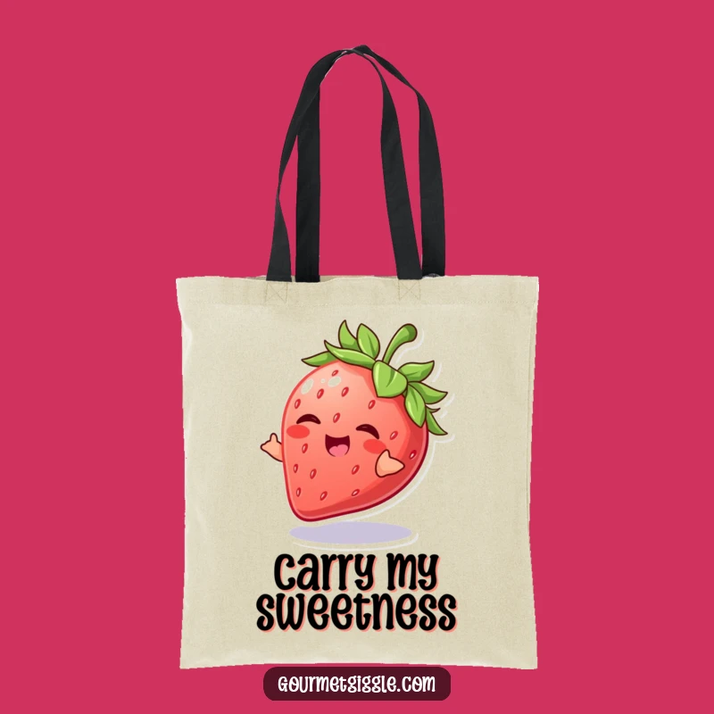 Funny Strawberry Tote Bag: Giggling Fruit, Playful Spin, Cute Accessory Gift
