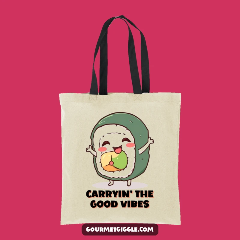 Funny Sushi Dance Tote Bag: Wobbly Roll Character for Groovy Travels