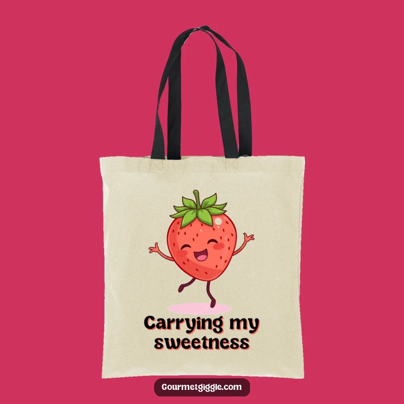 Funny Dancing Strawberry Tote Bag - Spacious & Joyful Fruit Fiesta