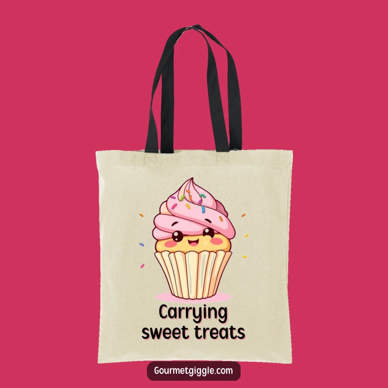 Funny Cupcake Giggle Tote Bag: Bobbing Character for Sweet Adventures