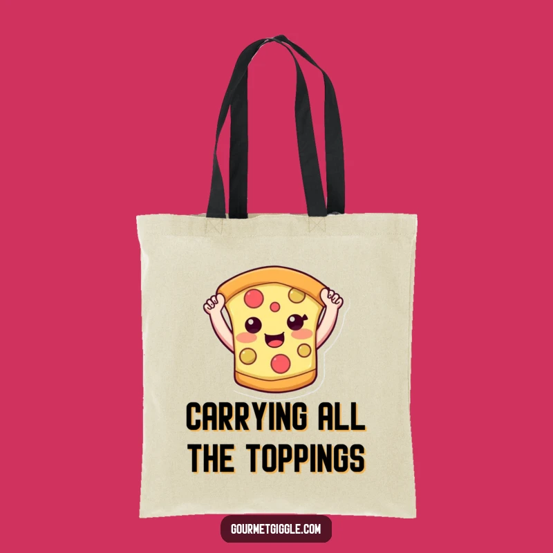 Funny Pizza Slice Tote Bag: Smiling Arms High - Carry Your Love for Laughs!