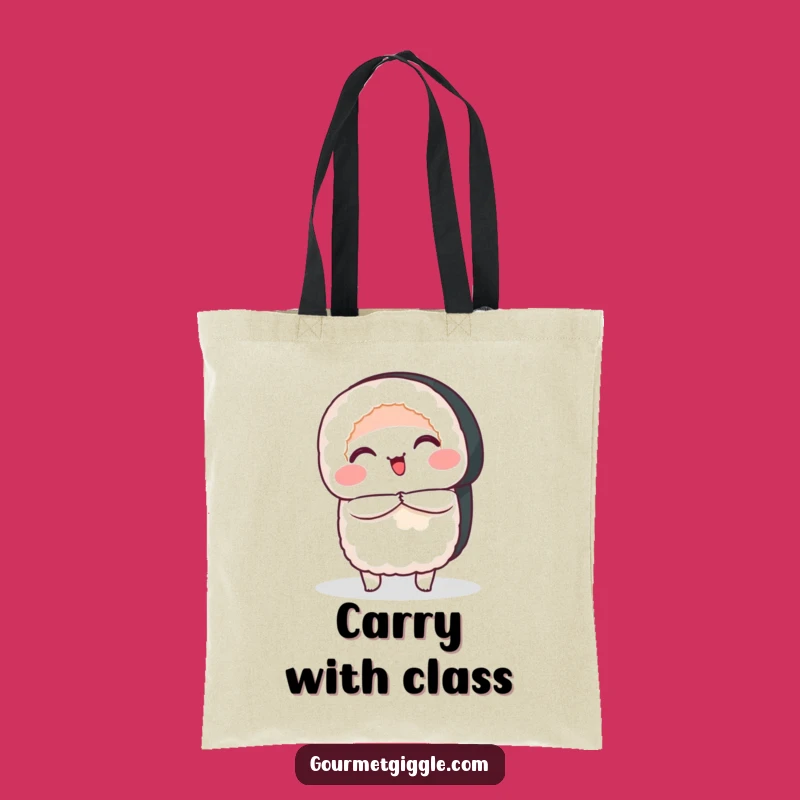 Funny Sushi Bow Tote Bag: Smiling Roll for Stylish Errands