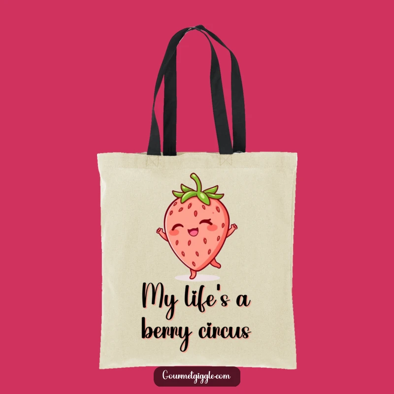Funny Winking Strawberry Twirl Tote Bag: Carry Your Fun in Style